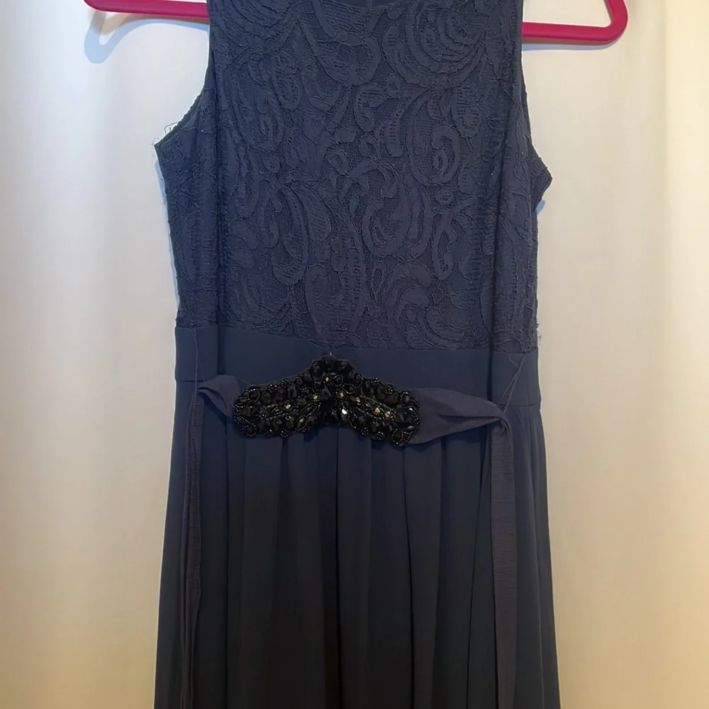 Belle Badgley Mischka size 2 navy floor length gown. - Picture 2 of 7